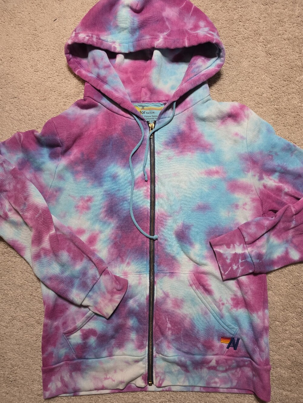 AVIATOR NATION tie dye zip up hoodie Medium